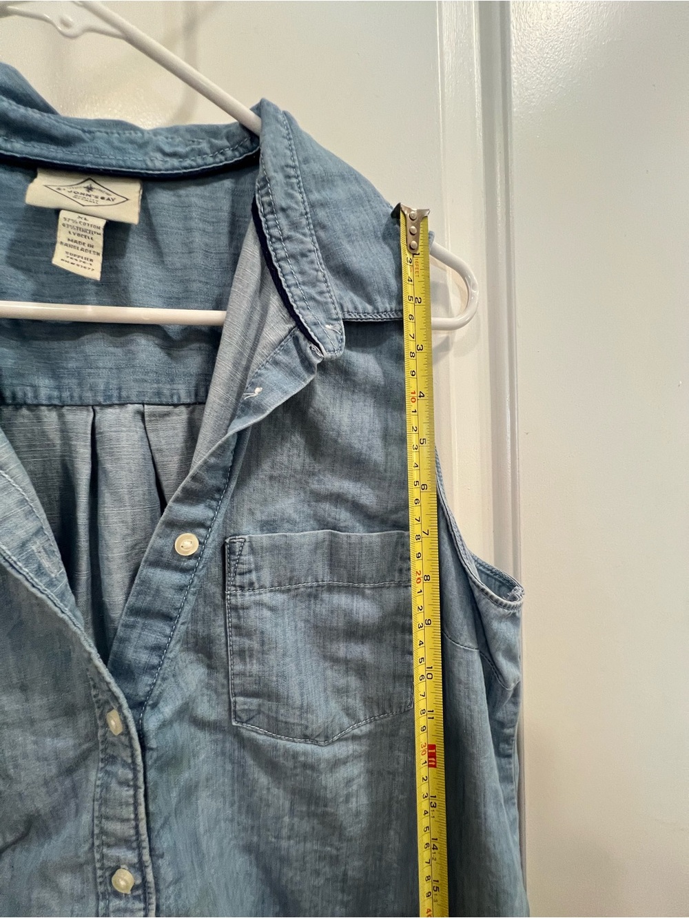 St John’s Bay Sleeveless Light Wash Chambray Button-Up Shirt XL - Picture 8 of 9